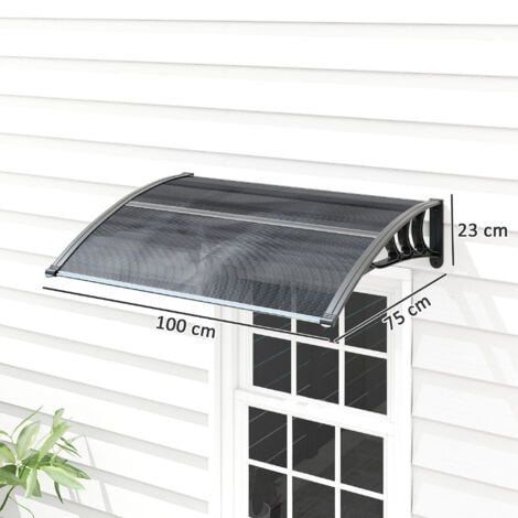 Outsunny Door Canopy Awning Outdoor Window Rain Shelter for Door 100 x 75cm Black