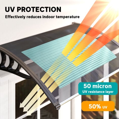 Outsunny Door Canopy Awning Outdoor Window Rain Shelter for Door 100 x 75cm Black