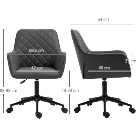 Vinsetto Office Desk Chair, Leather-Feel Fabric Computer Swivel Chair with Rolling Wheels and Adjustable Height for Home Grey