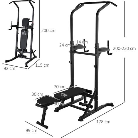 HOMCOM Pull Up Bar Station Power Tower for Home Gym Training Workout  Equipment