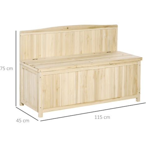 Outsunny Wood Storage Bench for Patio, Outdoor Garden Seating, Natural