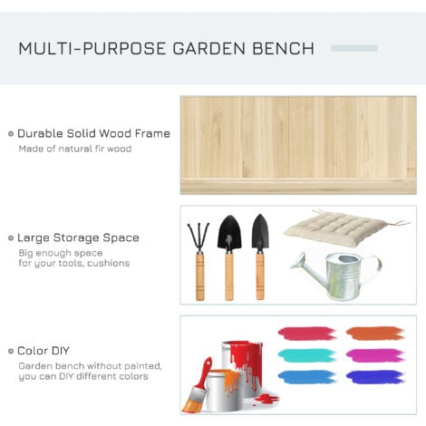 Outsunny Wood Storage Bench for Patio, Outdoor Garden Seating, Natural