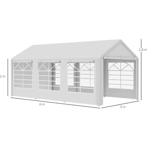 Outsunny 6m x 3m Heavy Duty Carport Outdoor Car Canopy Shelter Party Tent