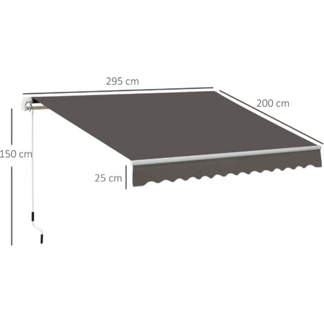 Outsunny Manual Retractable Awning Garden Shelter Canopy Grey