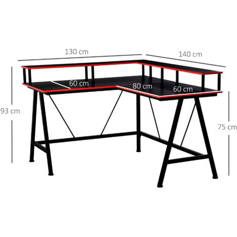 HOMCOM L-Shape Gaming Corner Desk Computer Table w/ Monitor Shelf Workstation