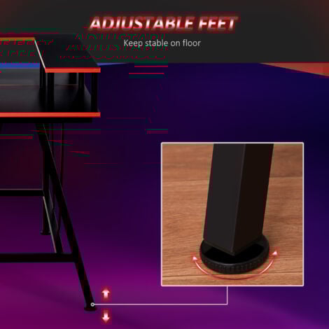 HOMCOM L-Shape Gaming Corner Desk Computer Table w/ Monitor Shelf Workstation