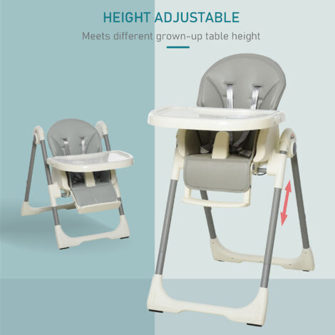 HOMCOM Foldable Baby High Chair Convertible Feeding Chair for 6 - 36 Months Grey