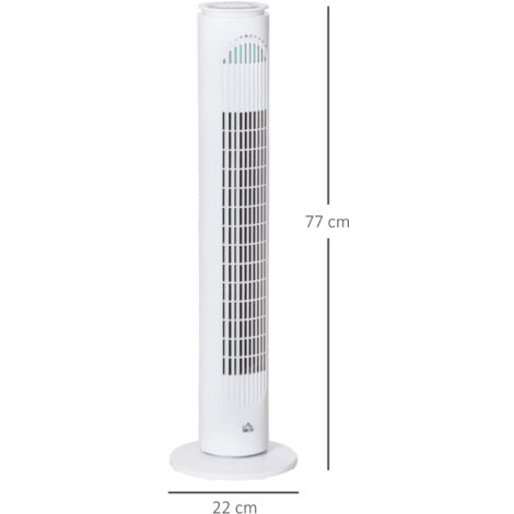 HOMCOM 30 Inch LED Tower Fan 70° Oscillation 3 Speed 3 Mode Remote Controller White