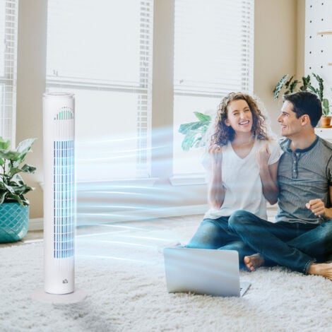HOMCOM 30 Inch LED Tower Fan 70° Oscillation 3 Speed 3 Mode Remote Controller White