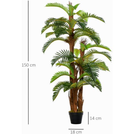 Outsunny Artificial Palm Plant Fake Tree for Home Office, 150cm
