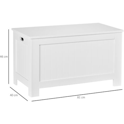 Large Storage Box Toy Chest Cabinet Unit Organizer with Lid & Safety Hinges White