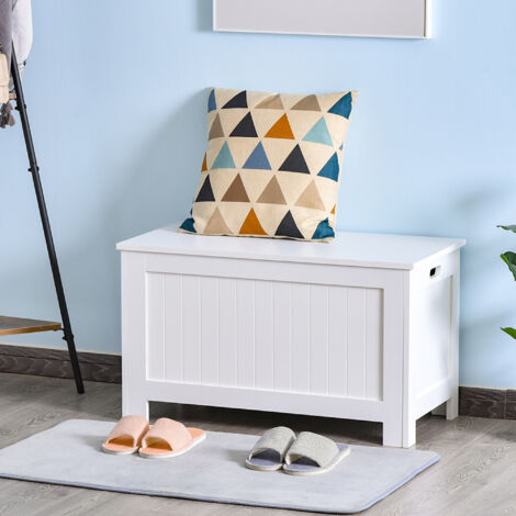Large Storage Box Toy Chest Cabinet Unit Organizer with Lid & Safety Hinges White