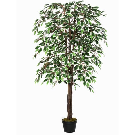 Outsunny 160cm/5.2FT Artificial Ficus Tree Fake Plant in Pot Indoor Outdoor