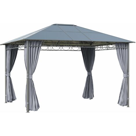 Outsunny Hardtop Gazebo for Garden Party w/ Polycarbonate Curtains 3.6 x 3(m)