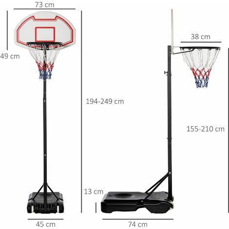 Kids Height-Adjustable Basketball Hoop, Portable Backboard System