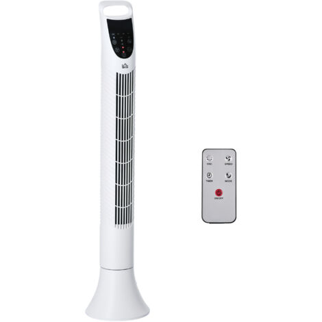 HOMCOM LED 36 Inch Tower Fan 70° Oscillation 3 Speed Remote Controller White