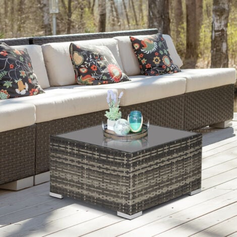 Outsunny Outdoor Garden Furniture Rattan Single Middle Sofa w/ Cushions Deep Grey
