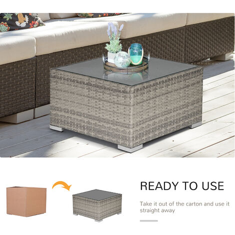 Outsunny Outdoor Garden Furniture Rattan Single Middle Sofa w/ Cushions Grey