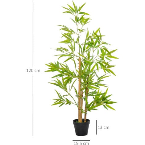 Outsunny Set of 2 120cm/4FT Artificial Bamboo Trees Plant w/ Pot Indoor Outdoor