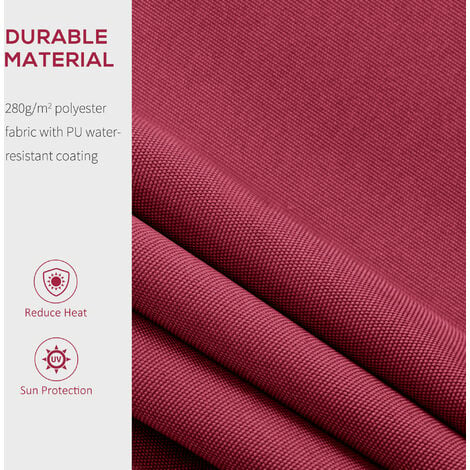 Outsunny 3.5x2.5m Manual Awning Window Door Sun Weather Shade w/Handle Thick Retractable Canopy Outdoor Garden Shield Wine Red