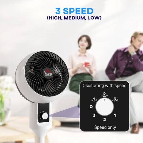 HOMCOM 9 Inch Air Circulator Fan 70° Oscillation Carry Handle Black White