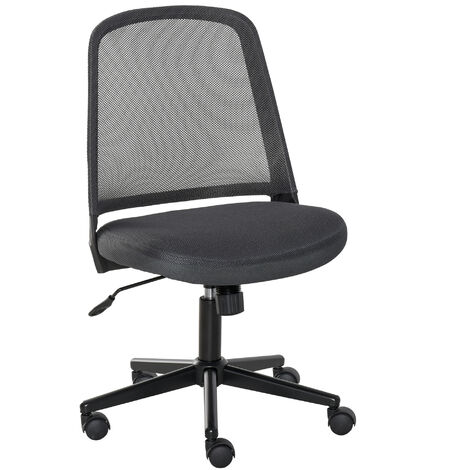 Vinsetto Armless Office Swivel Chair Work Leisure Seat w/ Mesh Back Wheels Grey