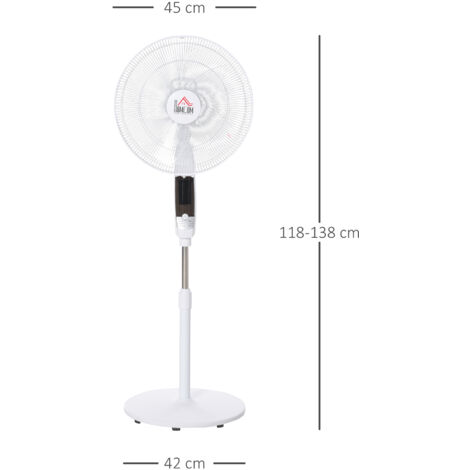 HOMCOM 16'' Pedestal Fan Height Adjustable 85 Degree Oscillation LED Panel