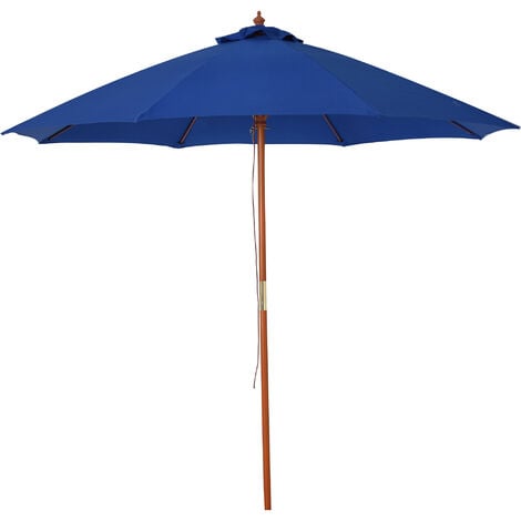 Outsunny 2.5m Wooden Garden Parasol Outdoor Umbrella Canopy w/ Vent Blue