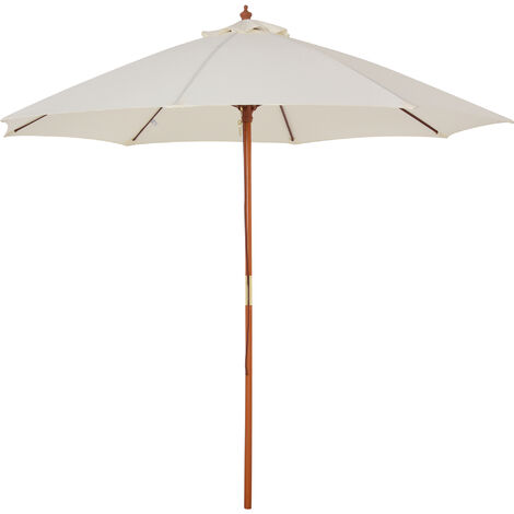 Outsunny 2.5m Wooden Garden Parasol Outdoor Umbrella Canopy w/ Vent Off-White