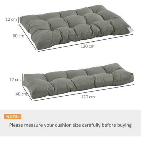 Outsunny 2Pcs Garden Tufted Pallet Cushion Seat Pad, Back Cushion Patio Grey