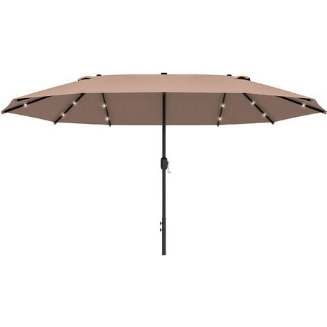 Outsunny 4.4m Double-Sided Sun Umbrella Patio Parasol Solar Khaki