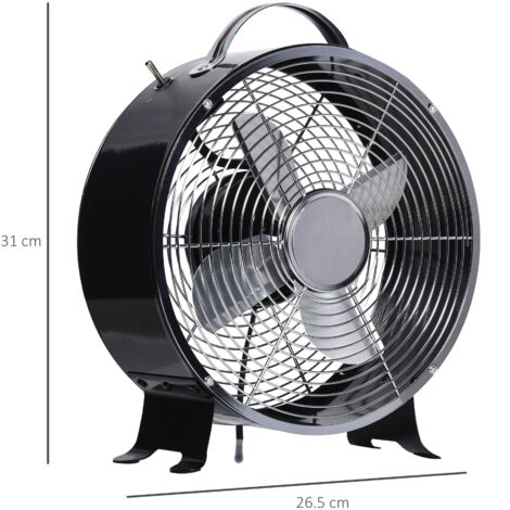 HOMCOM 26cm 2-Speed Electric Fan w/ Safe Guard Anti-Slip Feet Home Office Black