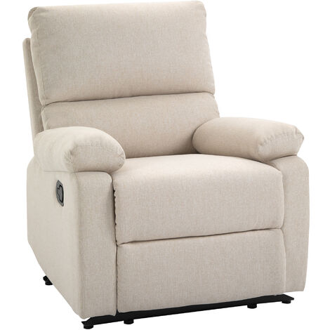 HOMCOM Linen Manual Reclining Armchair Sofa Lounge Seat Living Room Bedroom