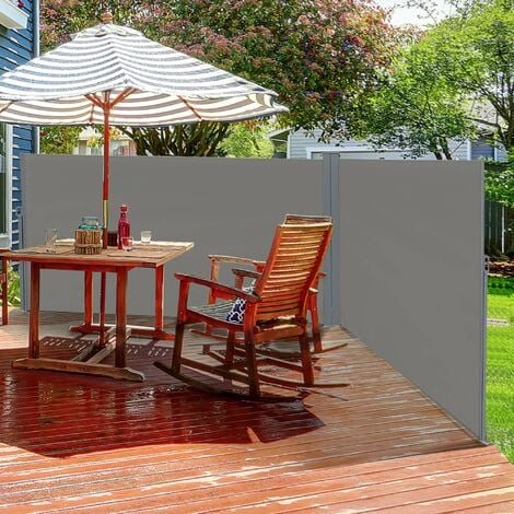 Outsunny 6 x 2m Patio Double Side Awning Folding Privacy Screen Fence Grey