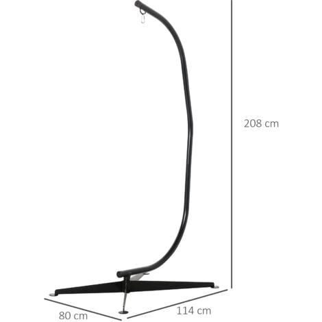 Outsunny Hammock Chair Stand Only Heavy Duty Metal C-Stand Indoor or Outdoor