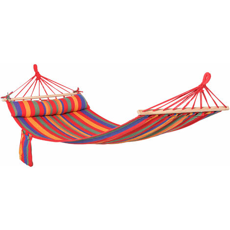 Outsunny Cotton Hammock Soft Portable Swing Chair w/ Headrest & Side Pocket
