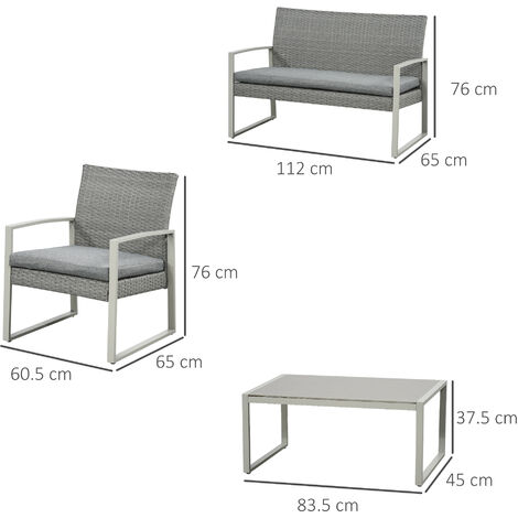 Outsunny 4 PCs Patio Rattan Wicker Sofa Set Conservatory Furniture w/ Cushion