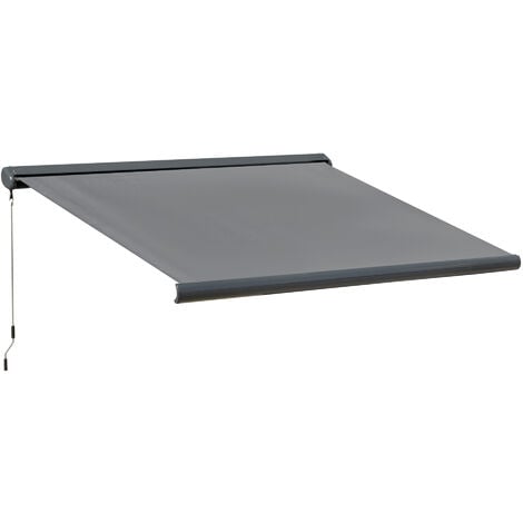 Outsunny lectric Motorised Awning Door Window Shade w/ Cassette Grey 3.5 x 3m