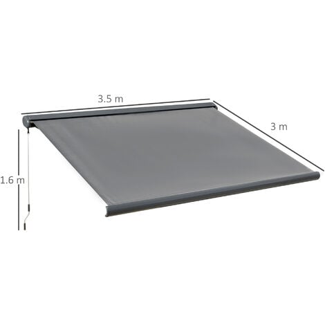 Outsunny lectric Motorised Awning Door Window Shade w/ Cassette Grey 3.5 x 3m
