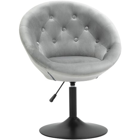 HOMCOM Dining Height Accent Stool Velvet-Touch Tufted Fabric Adjustable Height