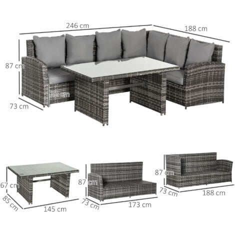 Outsunny 3 PCS Outdoor All Weather Rattan Dining Sets Furniture Garden Garden