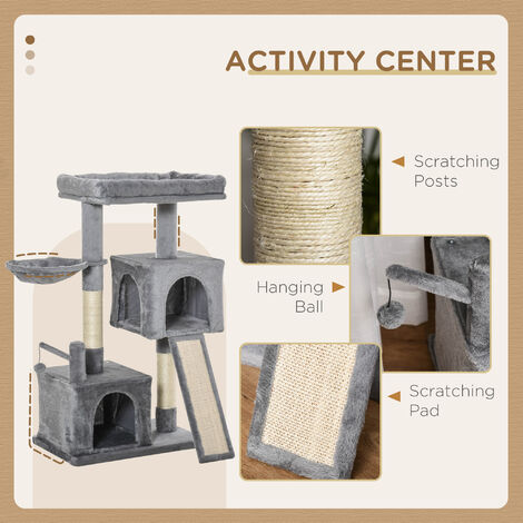 PawHut 111cm Cat Tree Tower Activity Centre W/ Scratching Post Condo Hammock