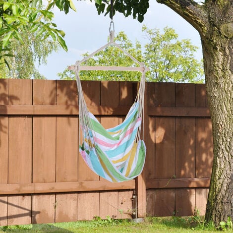 Outsunny Garden Hammock Chair Yard Hanging Rope Cotton Cloth w