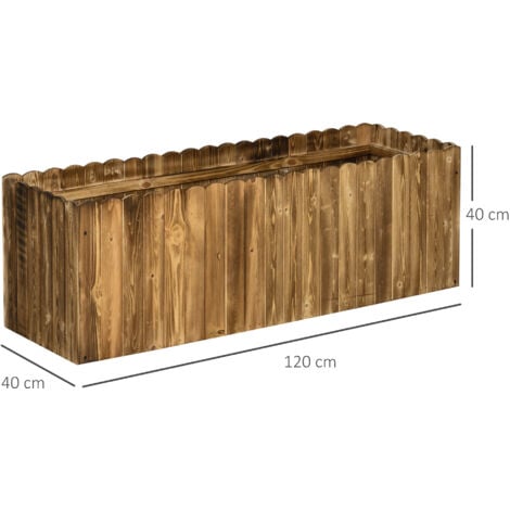 OutsunnyRaised Flower Bed Garden Container Box Planter Display Wood 120x40x40(cm)