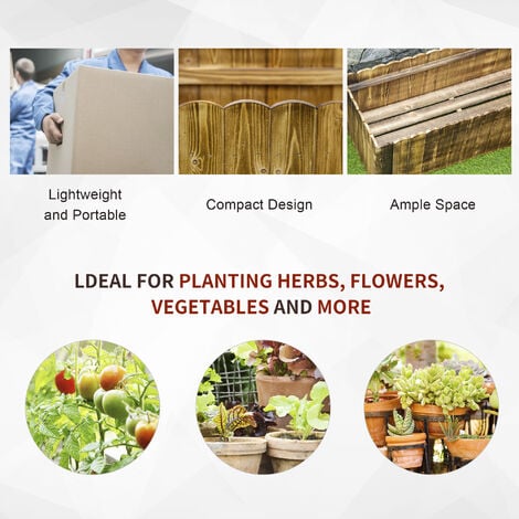 OutsunnyRaised Flower Bed Garden Container Box Planter Display Wood 120x40x40(cm)