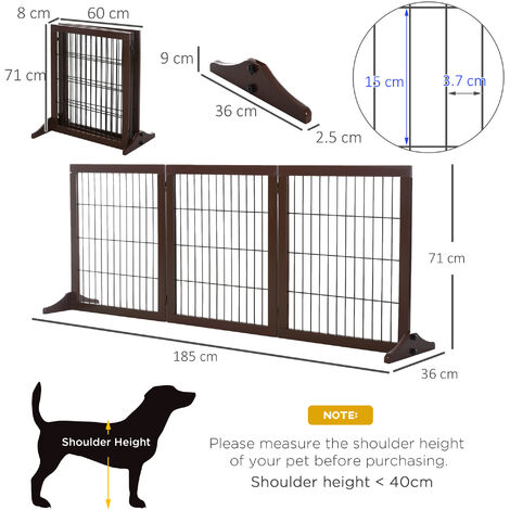 PawHut 3 Panel Pet Gate Frame Indoor Foldable Dog Barrier w