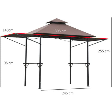 Outsunny Party BBQ Tent Outdoor Camping Patio Canopy Awing Waterproof Coffee