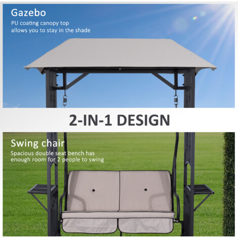 Outsunny Outdoor Garden 2 Seater Canopy Swing Seat Porch Loveseat Hammock Chair