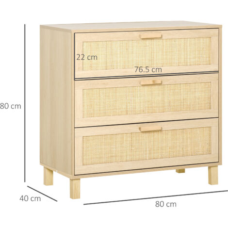 HOMCOM 3 Drawer Cabinet Storage Cupboard Sideboard Organiser Living Room