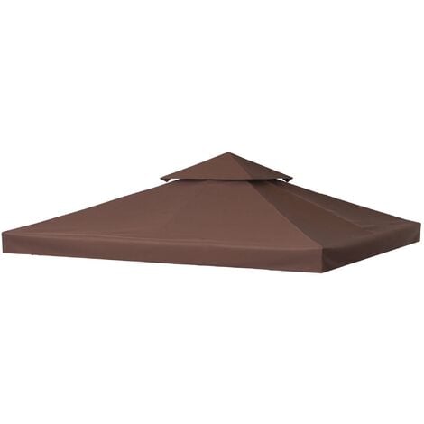 Outsunny 3(m) 2 Tier Garden Gazebo Top Cover Replacement Canopy Roof Coffee